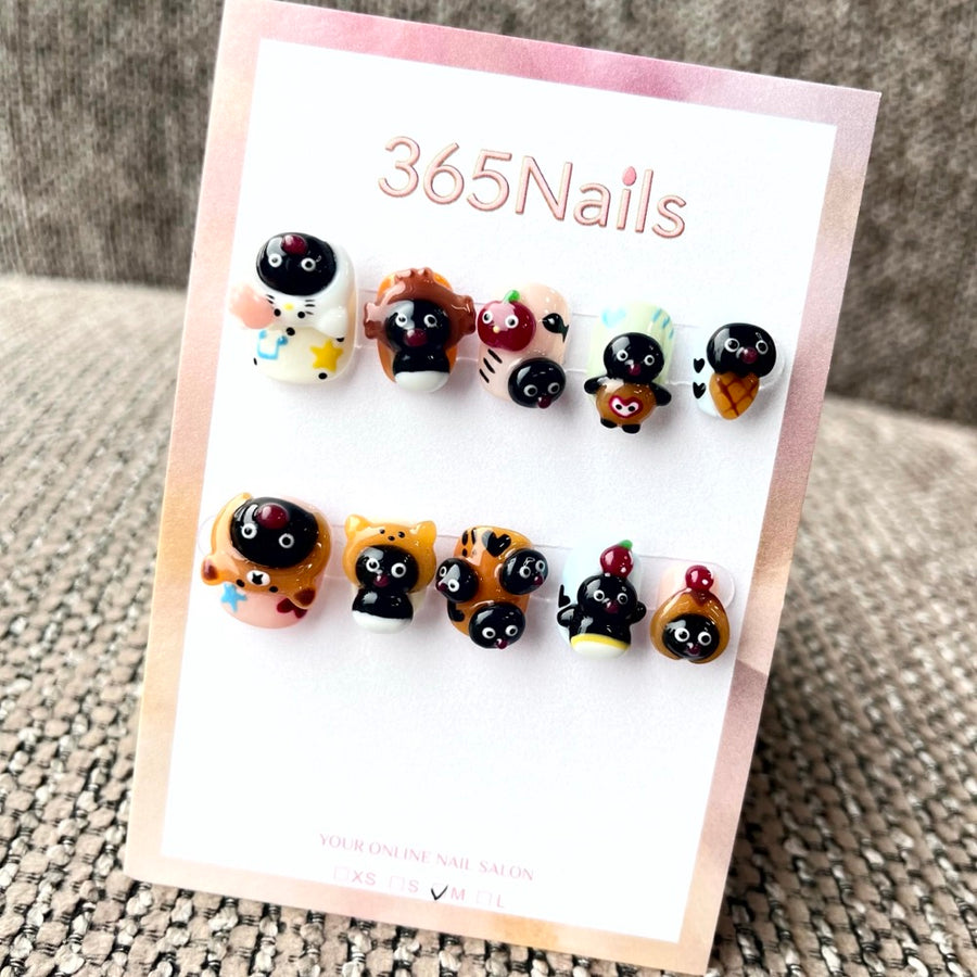 365nails: "Penguin Parade" – 3D Character Short Square Nails