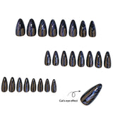 Black Iridescent Cat-Eye Glossy Press On Nails