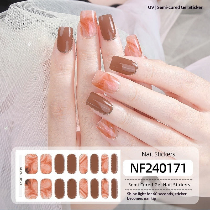 Semi-Cured Gel Nail Strips French Gradient Soft Glossy Design (MOQ=3)