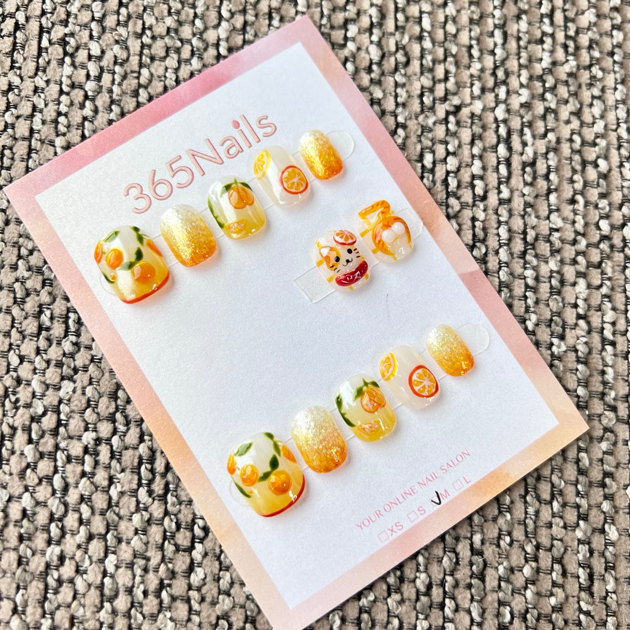 365nails: "cute orange soda" – handmade press-on nails