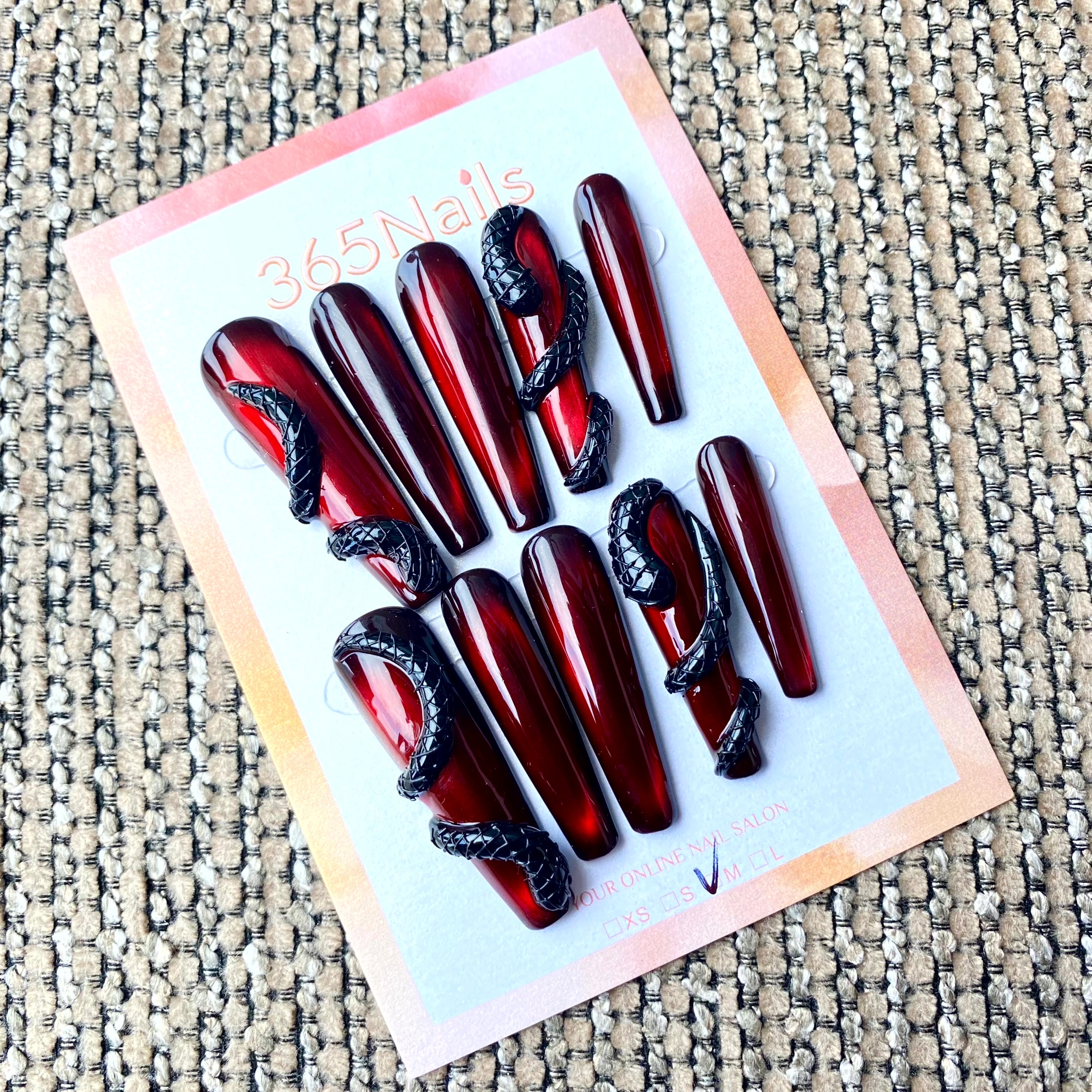 365nails: "Ruby Serpent" – Coffin Handmade Press-On Nails