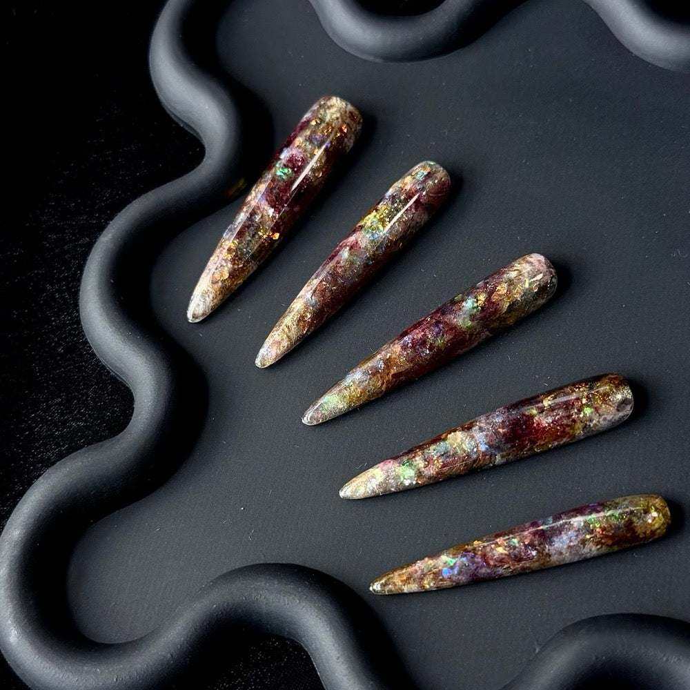 Stiletto Multicolor Glitter Nail Tips