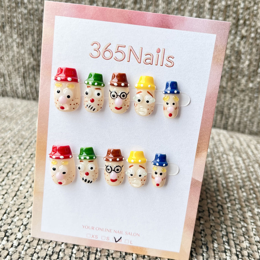 365nails: "Little Friends" – 3D Cartoon Character Handmade Short Nails