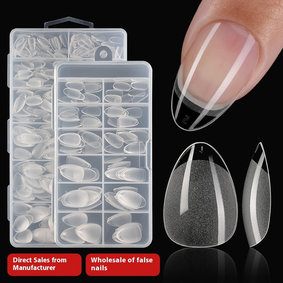 Nail Tips transparent short semi-matte nail piece, almond free of grinding and non-marking patch, press on nails piece patch, fake nail piece. (MOQ=3)