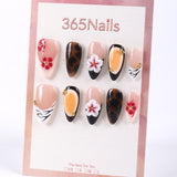 365Nails Nude Amber Tortoiseshell French with Sakura Accents Press-On Nails