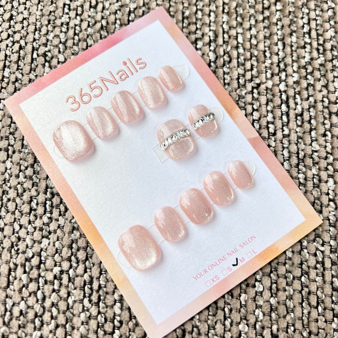 365nails「裸粉金砂與碎鑽」—手工製穿戴甲
