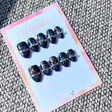 365nails: "Cyber Starburst" – Silver Cat-Eye & 3D Celestial Charm Handmade Coffin Nails