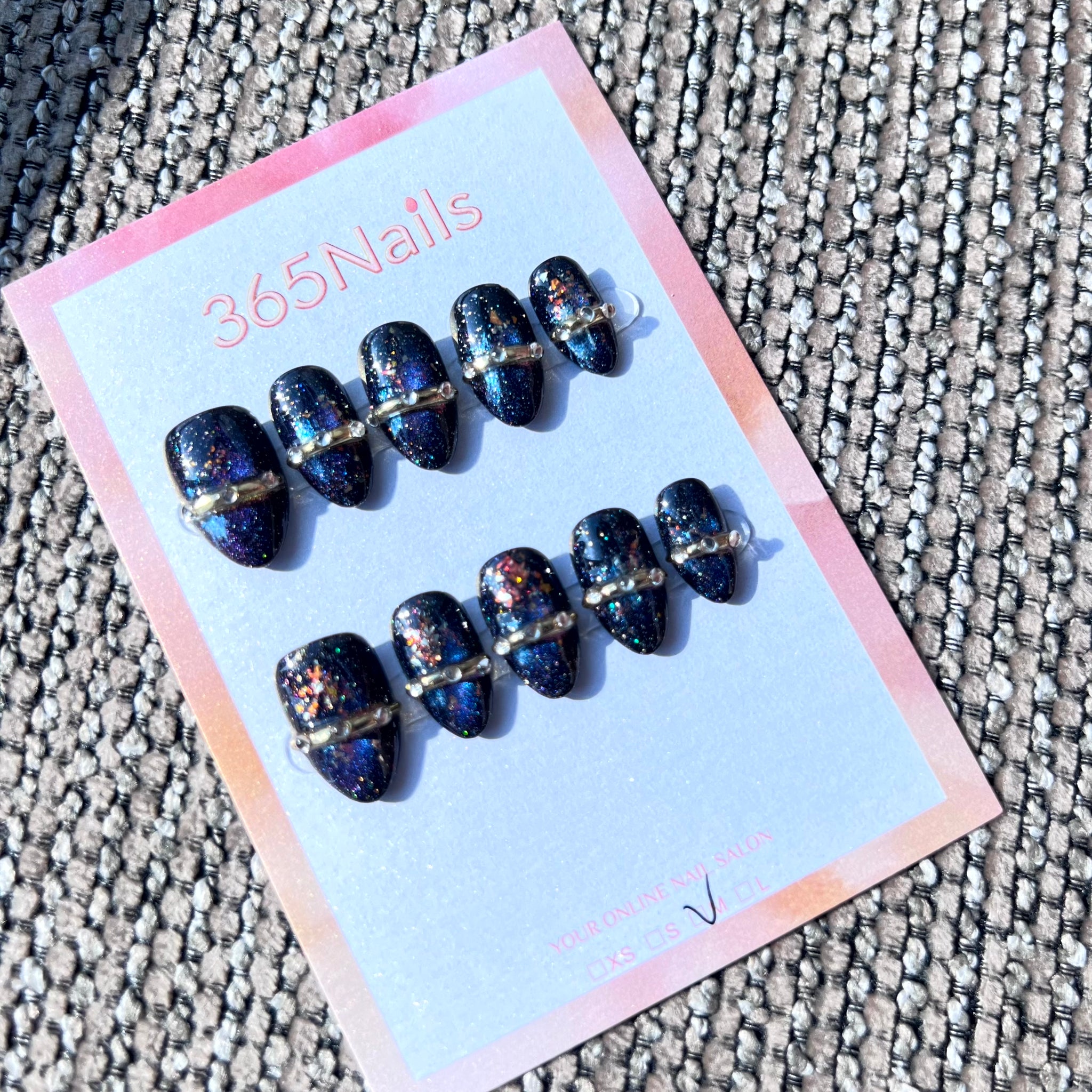 365nails: "Cyber Starburst" – Silver Cat-Eye & 3D Celestial Charm Handmade Coffin Nails