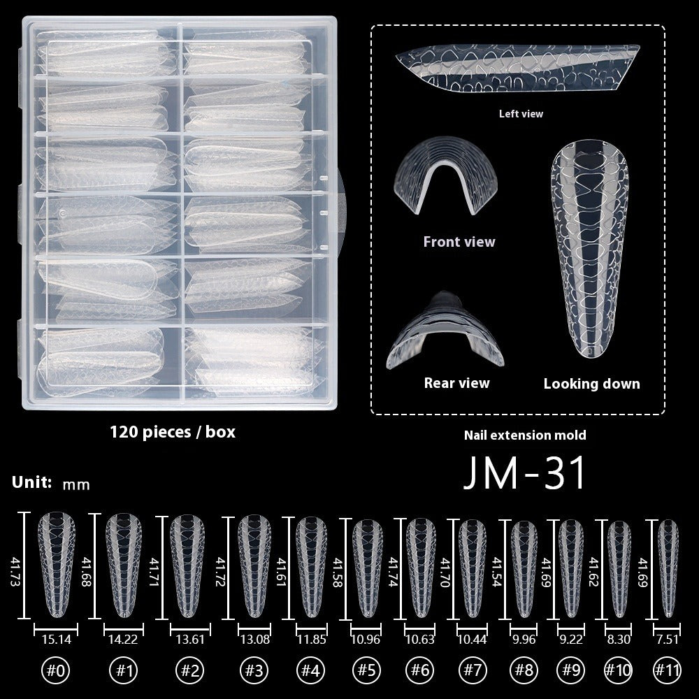 Nail Tips New nail mold 3D three-dimensional 120 pieces boxed nail art extension paper-free fast transparent crystal nail film wholesale