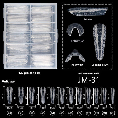 Nail Tips New nail mold 3D three-dimensional 120 pieces boxed nail art extension paper-free fast transparent crystal nail film wholesale