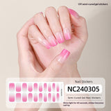 Semi-Cured Gel Nail Strips French Gradient Sparkle Pink Glossy Set (MOQ=3)