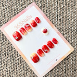 365Nails: "Apple Red Gradient" – handmade press-on nails (Candy Series/Vibrant Gradient Style)
