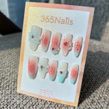 Handmade 3D Crystal Flower & Pink Blush Press-on Nails