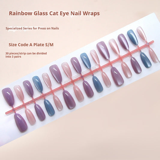 Nail Tips  prefabricated nail clear and smart spring rainbow glass beads sweet girl  ins wind removable manicure｜365nails