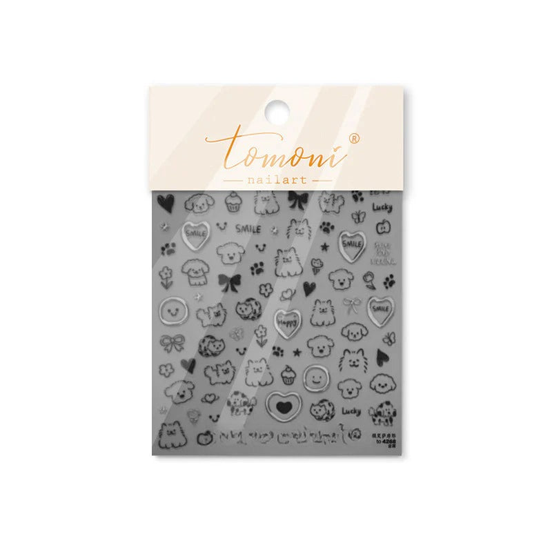 3D Embossed Nail Stickers – Pet & Heart Collection