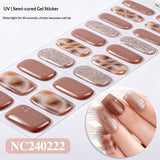 Semi-Cured Gel Nail Strips Silver Foil Leopard Glossy Design (MOQ=3)