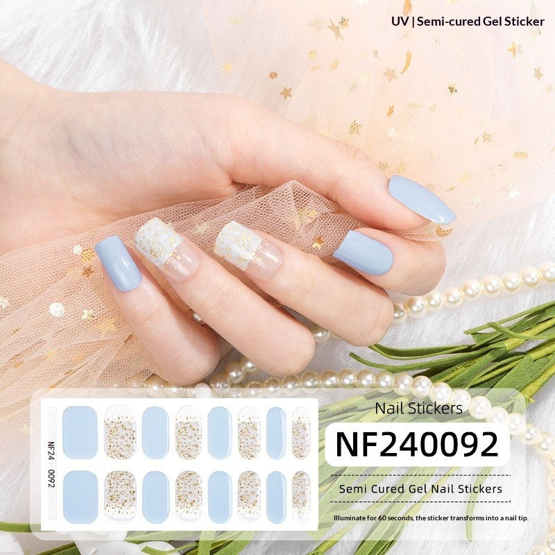 Semi-Cured Gel Nail Strips 3D Foil Glitter Glossy Design (MOQ=3)