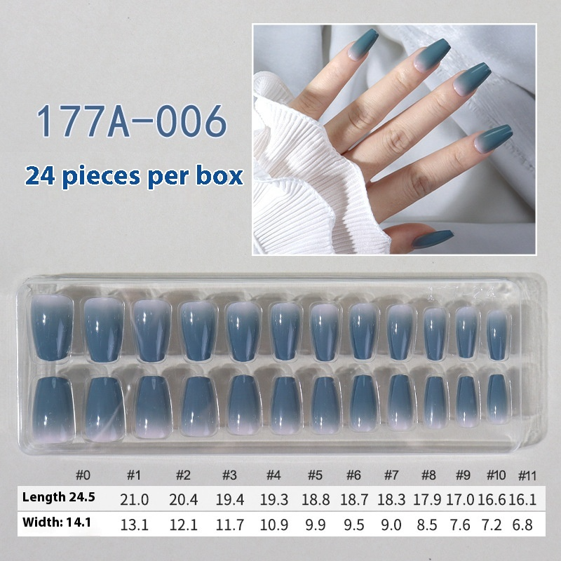 French press on nails 24 pieces Boxed detachable finished product Wearable prefabricated fake nail patch Solid color manicure