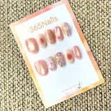 365nails: "Sweet Tweed Romance" – Blush Aura & Pink Tweed Handmade Squoval Nails