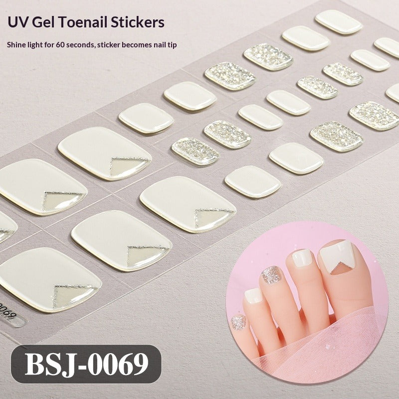 Semi-Cured Gel Nail Strips French Solid Color Clean Toe Design (MOQ=3)