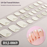 Semi-Cured Gel Nail Strips French Solid Color Clean Toe Design (MOQ=3)