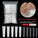 Nail Tips nail pads lengthened XXL not C denim armor 200 pcs boxed seamless transparent French semi-sticker fake nails wholesale