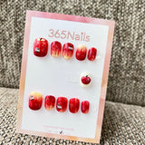 365Nails: "Apple Red Gradient" – handmade press-on nails (Candy Series/Vibrant Gradient Style)