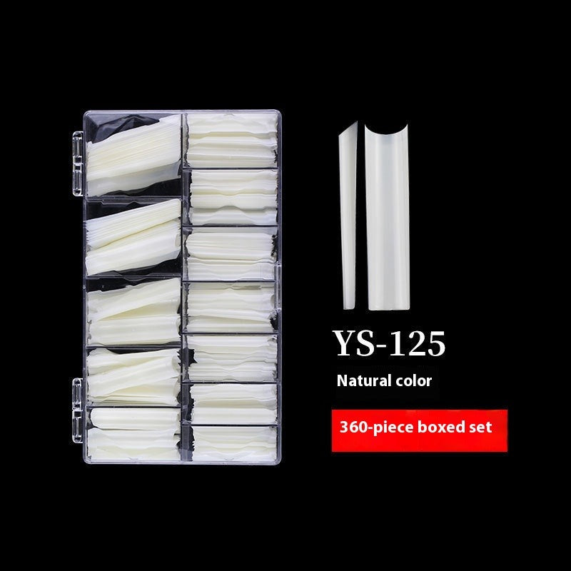 Nail Tips Nail plate semi-sticker, light sticker, lengthened XXXL water pipe nail NO C arc, light French manicure, transparent fake nail