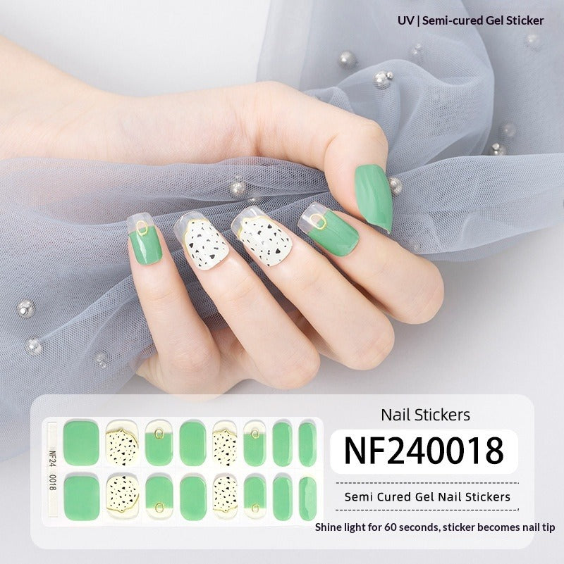 Semi-Cured Gel Nail Strips 3D Foil Gold Glossy Design (MOQ=3)