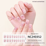 Semi-Cured Gel Nail Strips Soft Pink Gradient Glossy Natural Everyday Wear Set (MOQ=3)