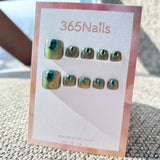 365nails: "olive cat eye gem" – handmade press-on toenails / pedicure
