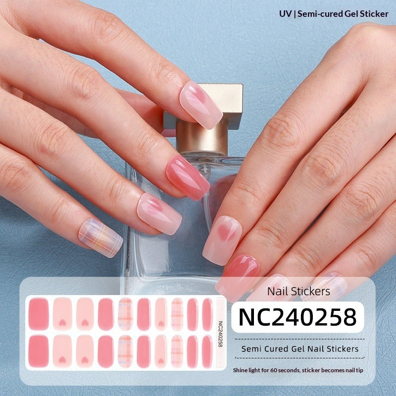Semi-Cured Gel Nail Strips Floral Star Heart Cow-Print Mix Design (MOQ=3)