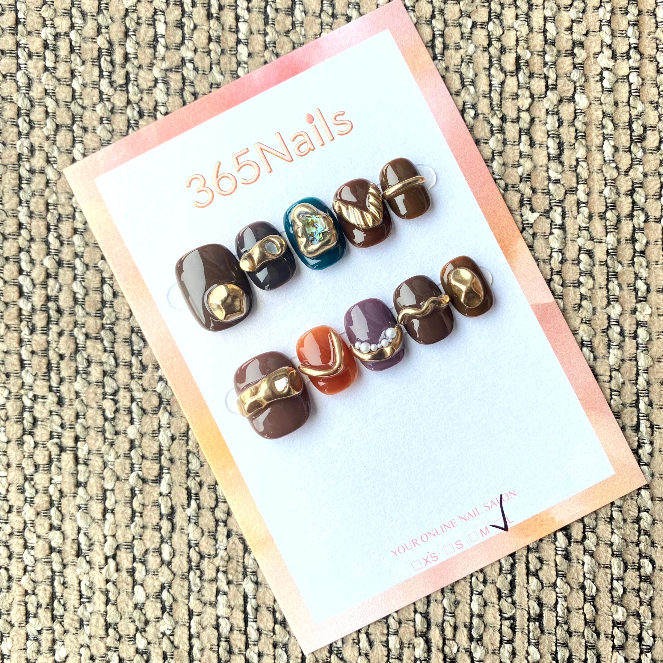 365nails: "Gilded Abalone" – 3D Chrome & Crushed Shell Handmade Squoval Nails