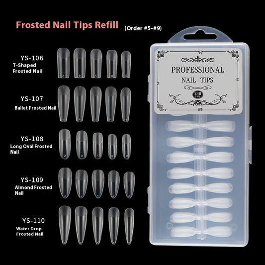 Nail Tips Nail piece transparent full sticker half sand 240 pieces boxed, light and seamless nail art trapezoidal free matte patch fake nail