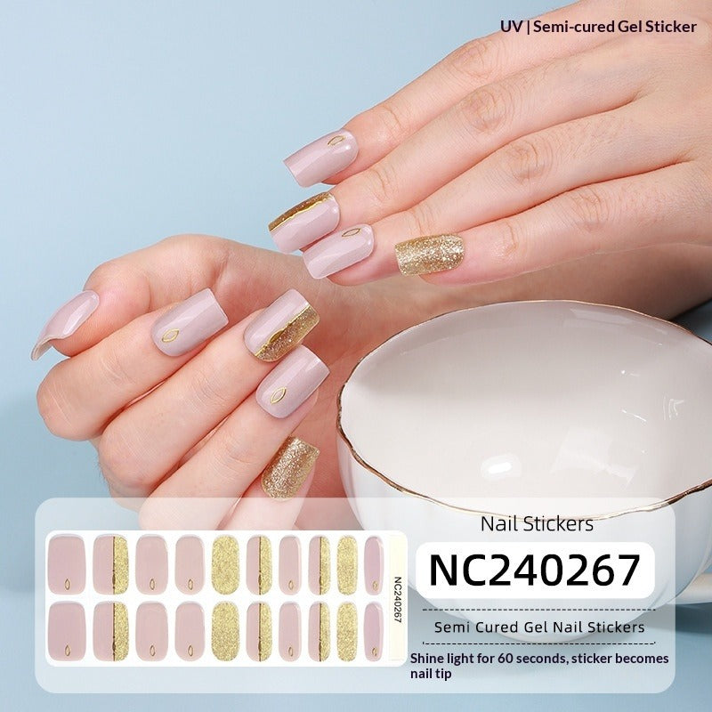 Semi-Cured Gel Nail Strips Floral Star Heart Cow-Print Mix Design (MOQ=3)