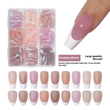 Nail Tips explosion French press on nails multi-color Jiugongge nude nail art trapezoidal removable fake nail piece wholesale women