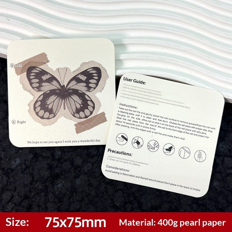 Gradient Pearl Butterfly Press On Nail Display Cards (MOQ=50)
