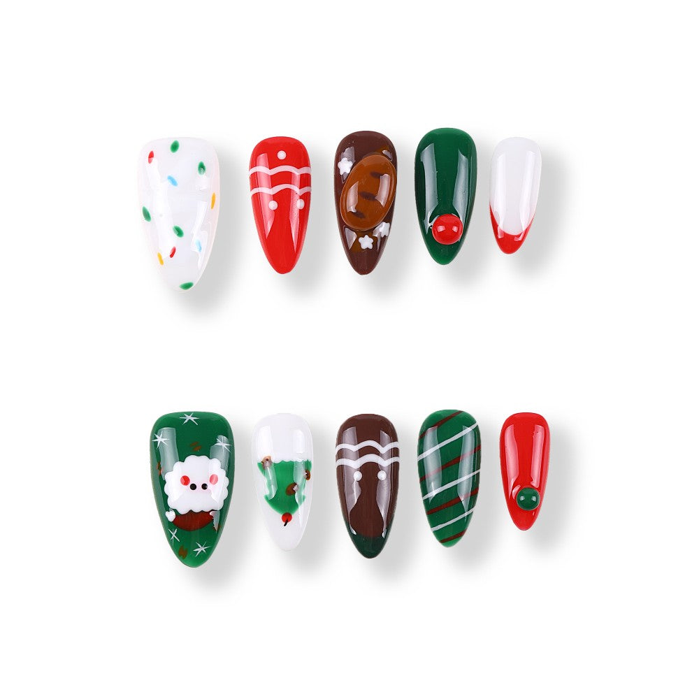 365Nails Santa Cookie & Wreath Almond Mix Set