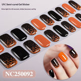 Semi-Cured Gel Nail Strips Halloween Glow Gothic Spiderweb Ghost Design (MOQ=3)