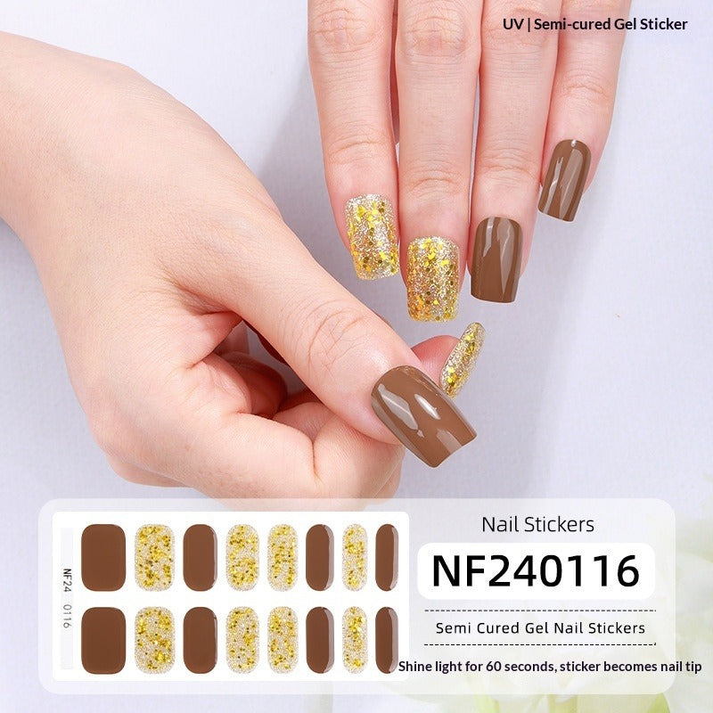 Semi-Cured Gel Nail Strips Pure Color Mismatch Pastel Glossy Set (MOQ=3)