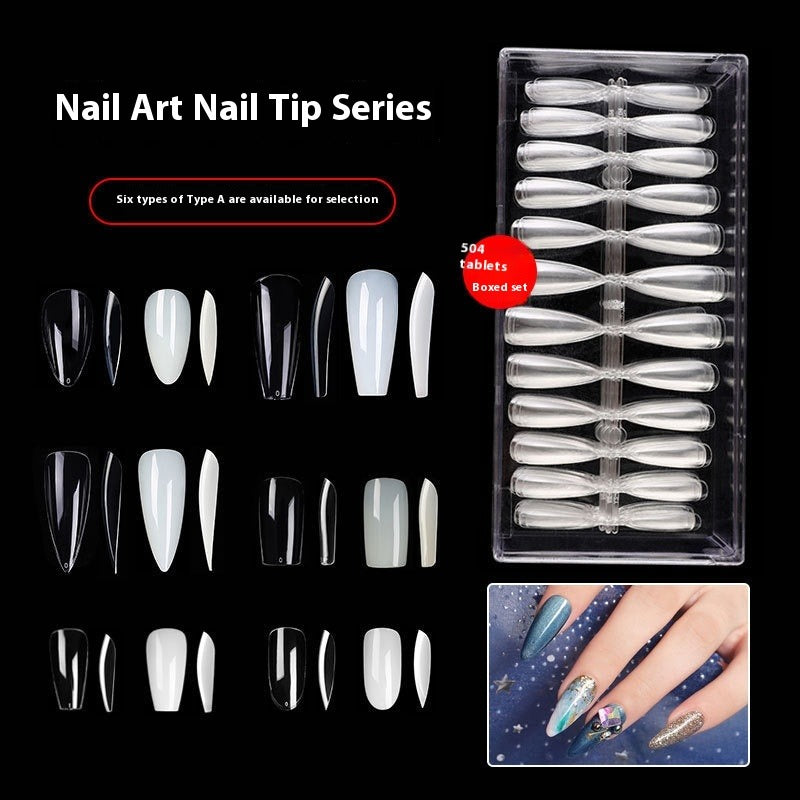Nail Tips Nail piece Wearable transparent almond nail polish water drop nail ballet nail seamless 504 pieces Boxed patch manicure fake nail