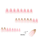Pink Gold Wave Charm Press On Nails Elegant Design