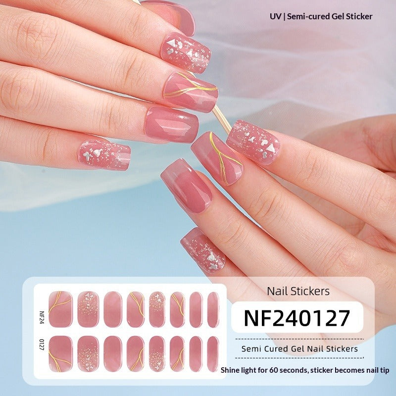Semi-Cured Gel Nail Strips 3D Foil Heart Glossy Design (MOQ=3)