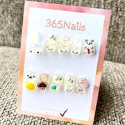 365nails: "Nono Céu" – Unhas Curtas Artesanais 3D de Animais Kawaii