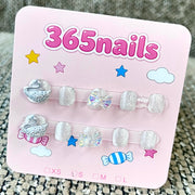 365nails: "Silver Swan Lake" – 3D Swan & Glitter Handmade Short Nails