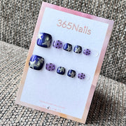 Purple Silver Star Polka Dot Press-On Toenails