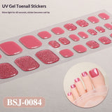 Semi-Cured Gel Nail Strips Toe Nails Pure Color Mismatch Glitter Glossy Set (MOQ=3)