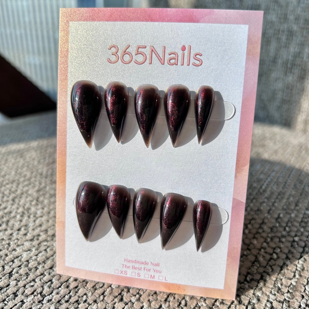 Midnight Blood Moon Dragon Nail｜Vampire Gothic Red & Black (Long/Short Stiletto)
