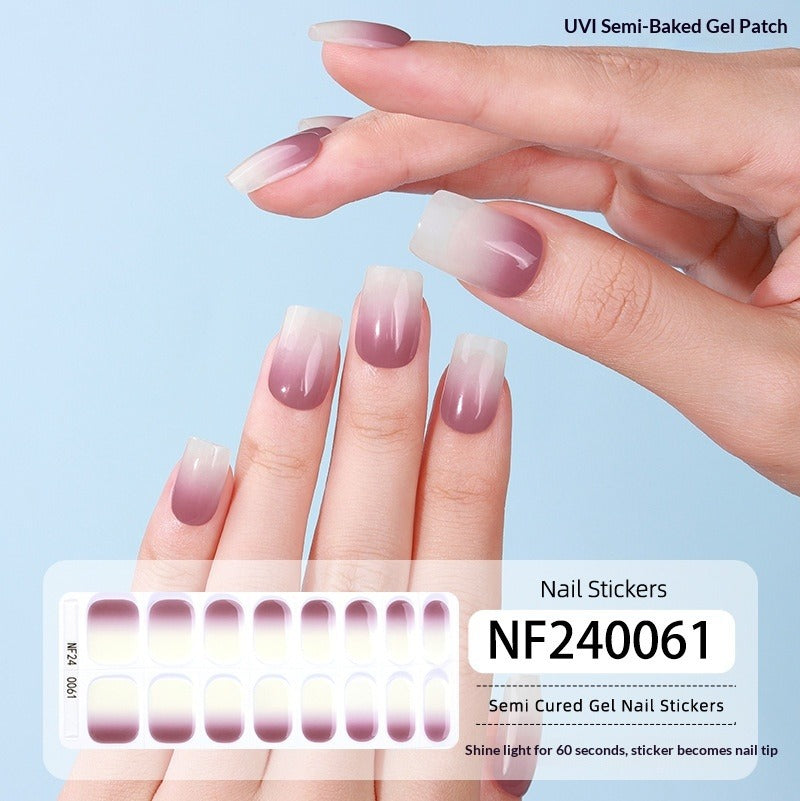 Semi-Cured Gel Nail Strips Gradient Cat Eye Sparkle Glossy Design (MOQ=3)