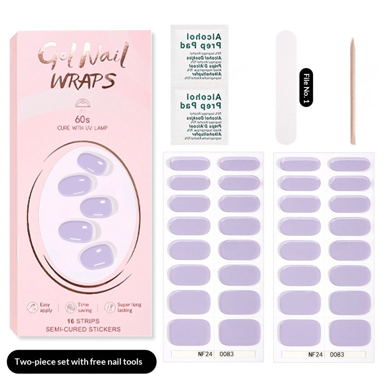 Semi-Cured Gel Nail Strips Pure Solid Glitter Glossy Design (MOQ=3)